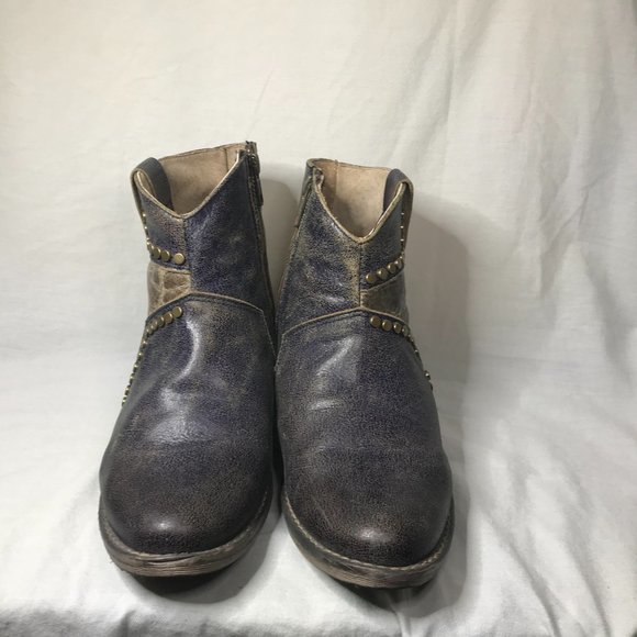 Circle G By Corral Ladies Ankle Boots Navy Star Inlay Studs Ankle Size 7 - Picture 6 of 8